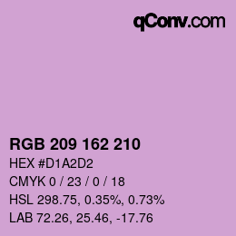 颜色代码: RGB 209 162 210 | qconv.com
