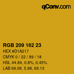 カラーコード: RGB 209 162 23 | qconv.com