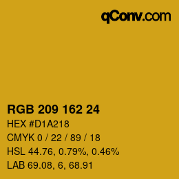 カラーコード: RGB 209 162 24 | qconv.com