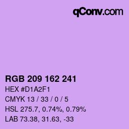 颜色代码: RGB 209 162 241 | qconv.com