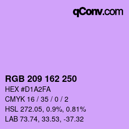 Color code: RGB 209 162 250 | qconv.com