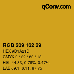 Color code: RGB 209 162 29 | qconv.com