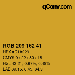 Color code: RGB 209 162 41 | qconv.com