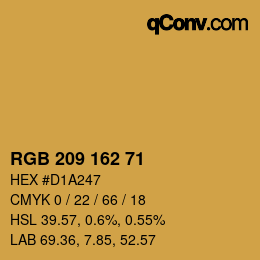 Color code: RGB 209 162 71 | qconv.com