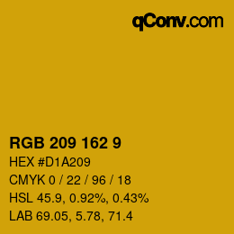 カラーコード: RGB 209 162 9 | qconv.com