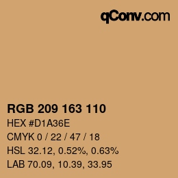 Color code: RGB 209 163 110 | qconv.com