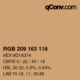 Color code: RGB 209 163 116 | qconv.com
