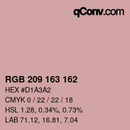 カラーコード: RGB 209 163 162 | qconv.com