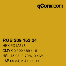 カラーコード: RGB 209 163 24 | qconv.com