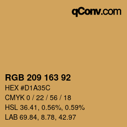 Color code: RGB 209 163 92 | qconv.com