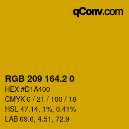 カラーコード: RGB 209 164.2 0 | qconv.com