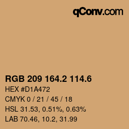 カラーコード: RGB 209 164.2 114.6 | qconv.com