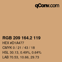 カラーコード: RGB 209 164.2 119 | qconv.com