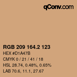 カラーコード: RGB 209 164.2 123 | qconv.com