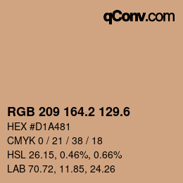 カラーコード: RGB 209 164.2 129.6 | qconv.com
