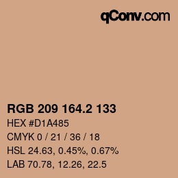 カラーコード: RGB 209 164.2 133 | qconv.com