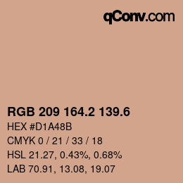 カラーコード: RGB 209 164.2 139.6 | qconv.com