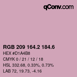 カラーコード: RGB 209 164.2 184.6 | qconv.com