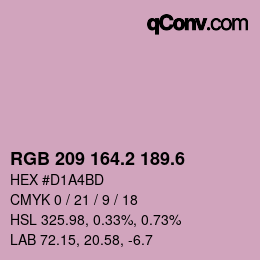 カラーコード: RGB 209 164.2 189.6 | qconv.com