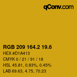 カラーコード: RGB 209 164.2 19.6 | qconv.com