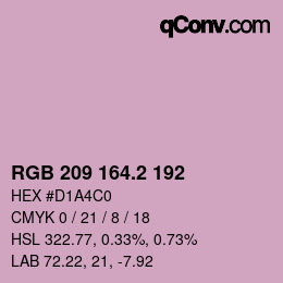 カラーコード: RGB 209 164.2 192 | qconv.com