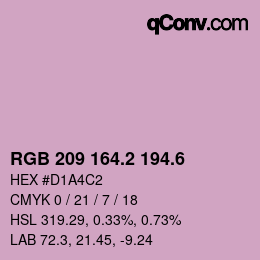 カラーコード: RGB 209 164.2 194.6 | qconv.com
