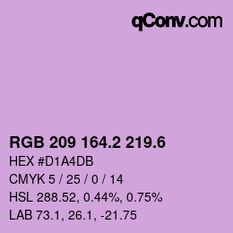 カラーコード: RGB 209 164.2 219.6 | qconv.com