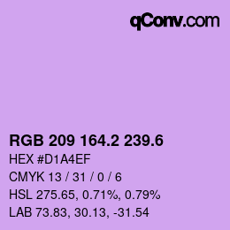 カラーコード: RGB 209 164.2 239.6 | qconv.com