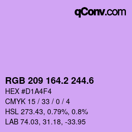 カラーコード: RGB 209 164.2 244.6 | qconv.com