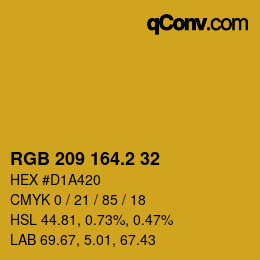 カラーコード: RGB 209 164.2 32 | qconv.com
