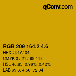 カラーコード: RGB 209 164.2 4.6 | qconv.com