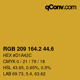カラーコード: RGB 209 164.2 44.6 | qconv.com