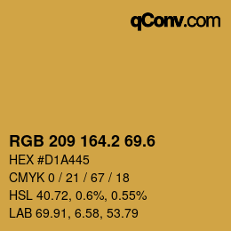 カラーコード: RGB 209 164.2 69.6 | qconv.com