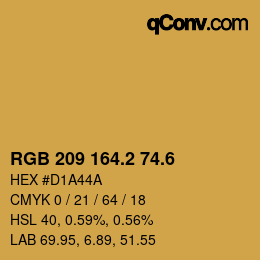 カラーコード: RGB 209 164.2 74.6 | qconv.com