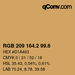 カラーコード: RGB 209 164.2 99.6 | qconv.com