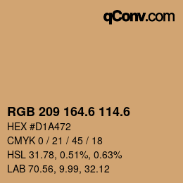 カラーコード: RGB 209 164.6 114.6 | qconv.com
