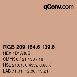 カラーコード: RGB 209 164.6 139.6 | qconv.com