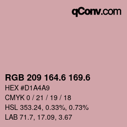カラーコード: RGB 209 164.6 169.6 | qconv.com