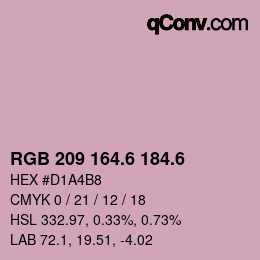 カラーコード: RGB 209 164.6 184.6 | qconv.com