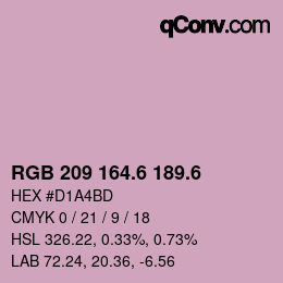 カラーコード: RGB 209 164.6 189.6 | qconv.com
