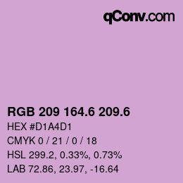 カラーコード: RGB 209 164.6 209.6 | qconv.com