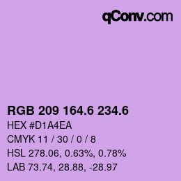 カラーコード: RGB 209 164.6 234.6 | qconv.com