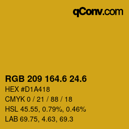 カラーコード: RGB 209 164.6 24.6 | qconv.com