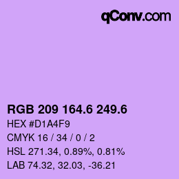 カラーコード: RGB 209 164.6 249.6 | qconv.com