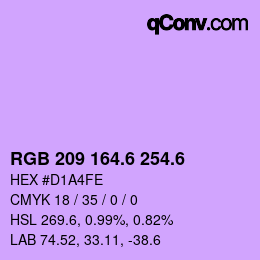カラーコード: RGB 209 164.6 254.6 | qconv.com