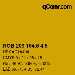 カラーコード: RGB 209 164.6 4.6 | qconv.com