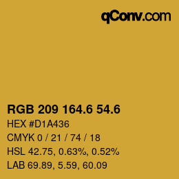 カラーコード: RGB 209 164.6 54.6 | qconv.com