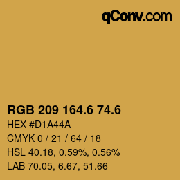 カラーコード: RGB 209 164.6 74.6 | qconv.com