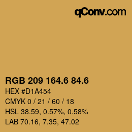 カラーコード: RGB 209 164.6 84.6 | qconv.com