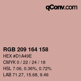 颜色代码: RGB 209 164 158 | qconv.com